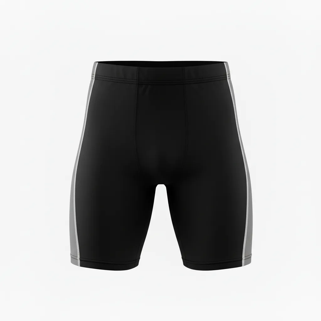 Front view of custom football compression shorts in 200 GSM poly-spandex with a fitted base-layer cut and sublimated team colors from Empire Five Athletics