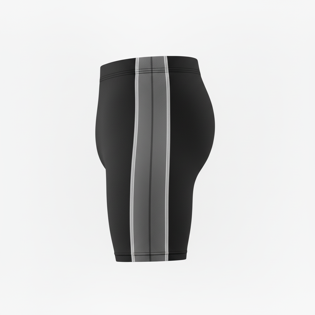 Side view of custom football compression shorts showing the four-way-stretch fit