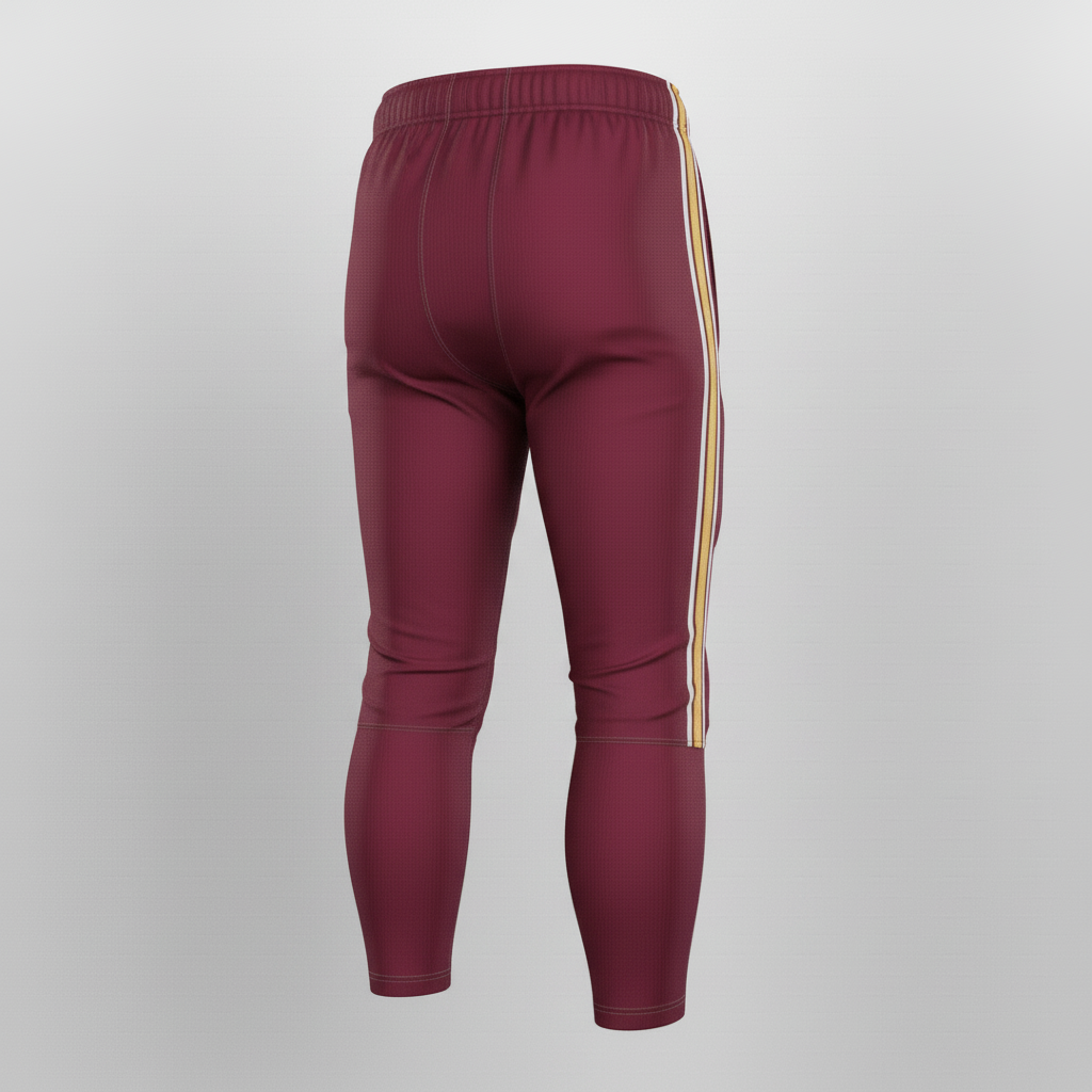 Back view of custom 7-pad football pants showing the tailbone pad pocket and seat