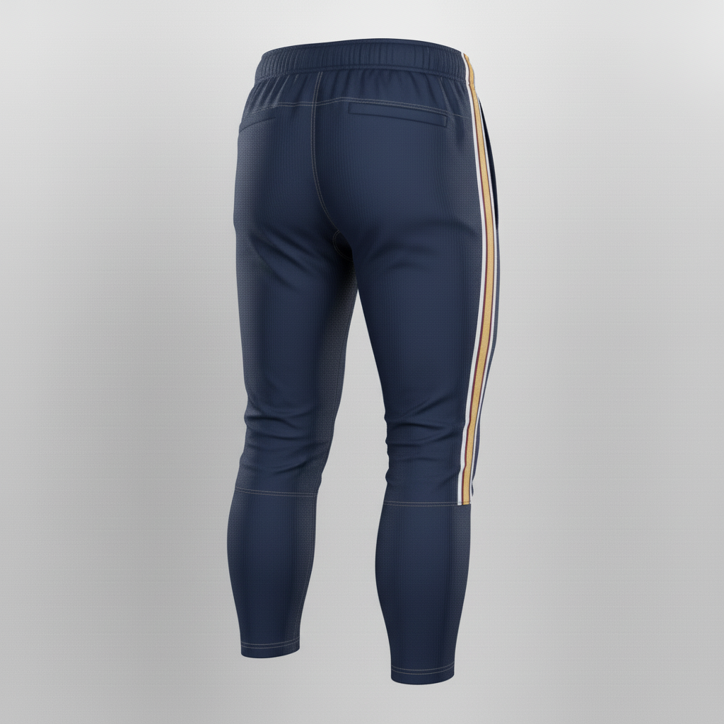 Back view of custom slotted football pants showing the tailbone slot and seat