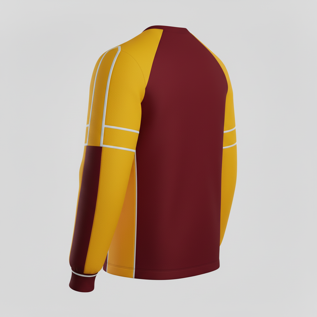 Back view of custom long-sleeve football performance tee showing the player name