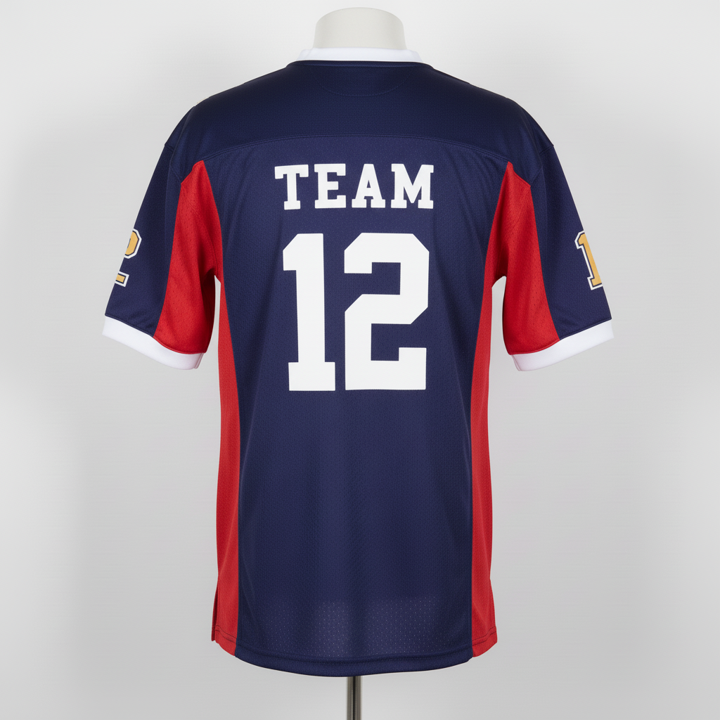 Back view of custom dazzle practice football jersey showing the large practice number