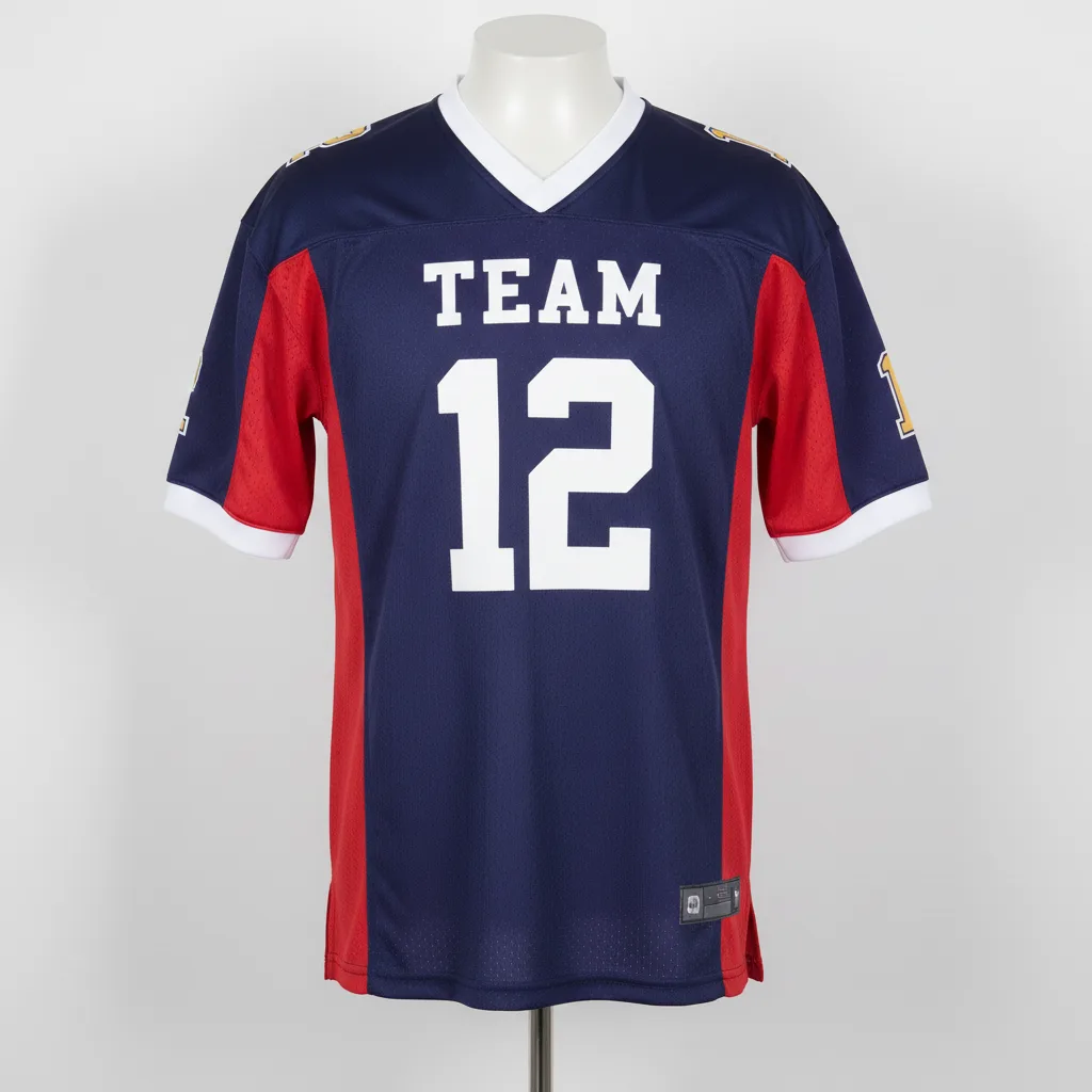 Front view of custom dazzle practice football jersey in shiny dazzle tricot with team colors and a practice number from Empire Five Athletics