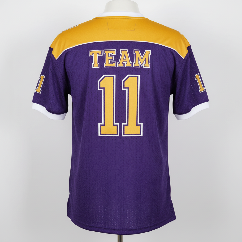 Back view of custom porthole practice football jersey showing the large practice number