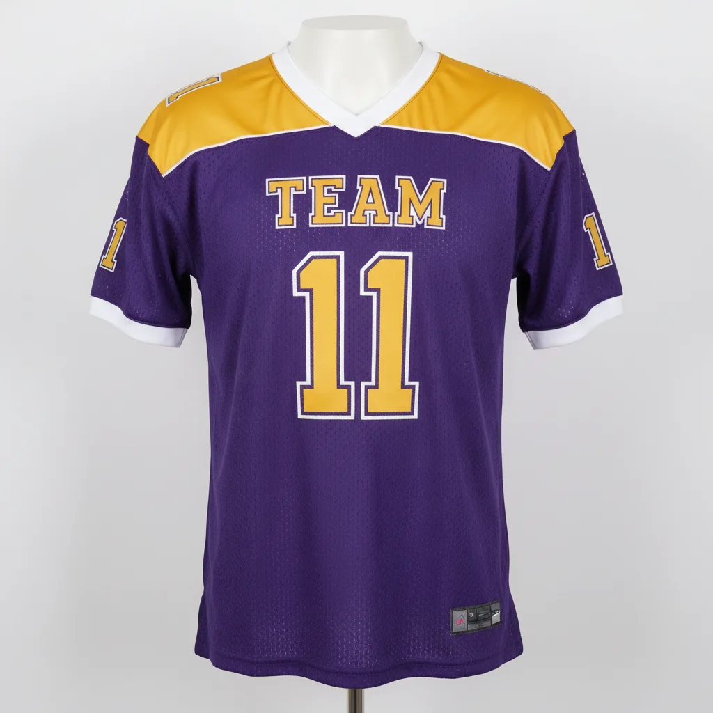 Front view of custom porthole practice football jersey in durable open-hole mesh with team colors and a practice number from Empire Five Athletics
