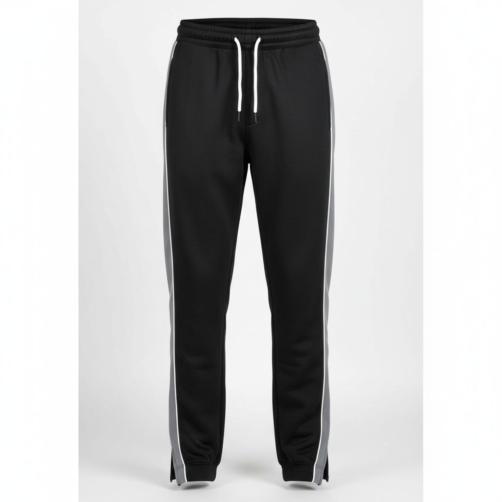 Front view of custom football sweatpants in 280 GSM cotton-poly fleece with a relaxed jogger cut and embroidered team logo from Empire Five Athletics