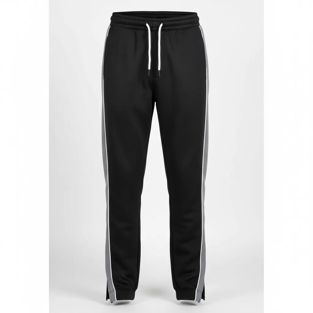 Front view of custom football sweatpants in 280 GSM cotton-poly fleece with a relaxed jogger cut and embroidered team logo from Empire Five Athletics