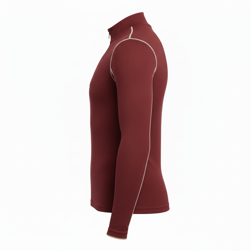 Side view of custom thermal football compression shirt showing the long-sleeve fit