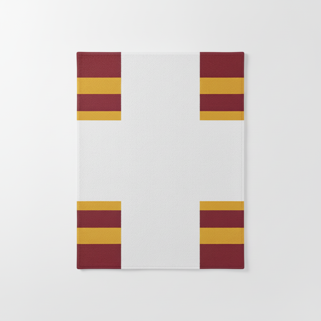 Back view of custom football towel showing the hemmed edge and grommet