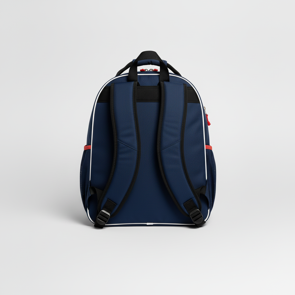 Back view of custom hockey backpack showing the padded straps and back panel