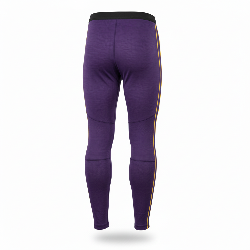 Back view of custom hockey base-layer bottom showing the waistband and seams