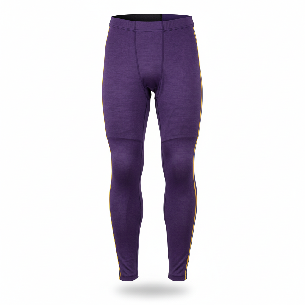 Front view of custom hockey base-layer bottom, full-length 220 GSM poly-spandex compression tights with sublimated team colors from Empire Five Athletics