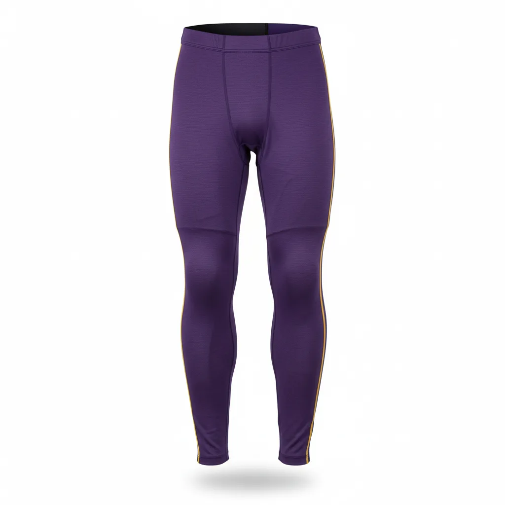 Front view of custom hockey base-layer bottom, full-length 220 GSM poly-spandex compression tights with sublimated team colors from Empire Five Athletics