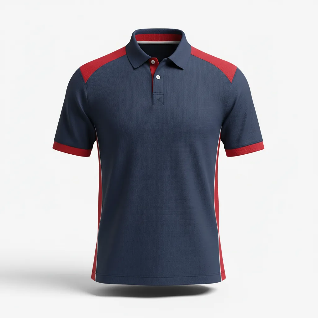Front view of custom hockey coaches polo in 180 GSM performance piqué with a three-button placket and embroidered team crest from Empire Five Athletics