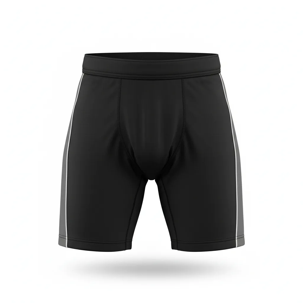 Front view of custom hockey compression shorts in 220 GSM poly-spandex with a fitted base-layer cut and sublimated team colors from Empire Five Athletics