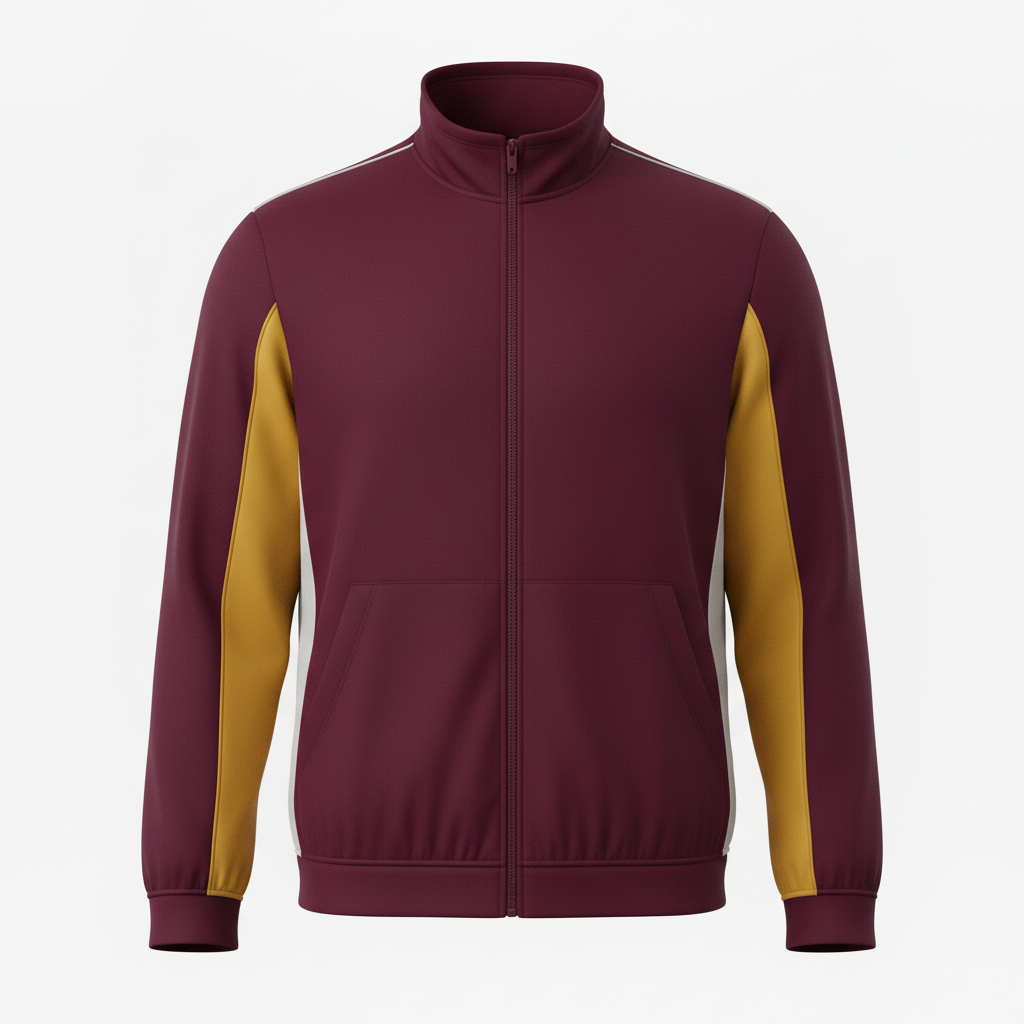 Front view of custom hockey fleece jacket in 300 GSM polyester micro-fleece with a full zip and embroidered team logo from Empire Five Athletics