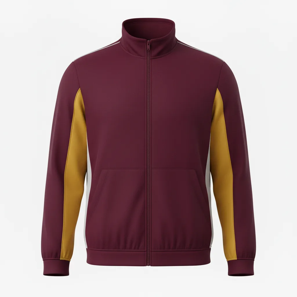 Front view of custom hockey fleece jacket in 300 GSM polyester micro-fleece with a full zip and embroidered team logo from Empire Five Athletics