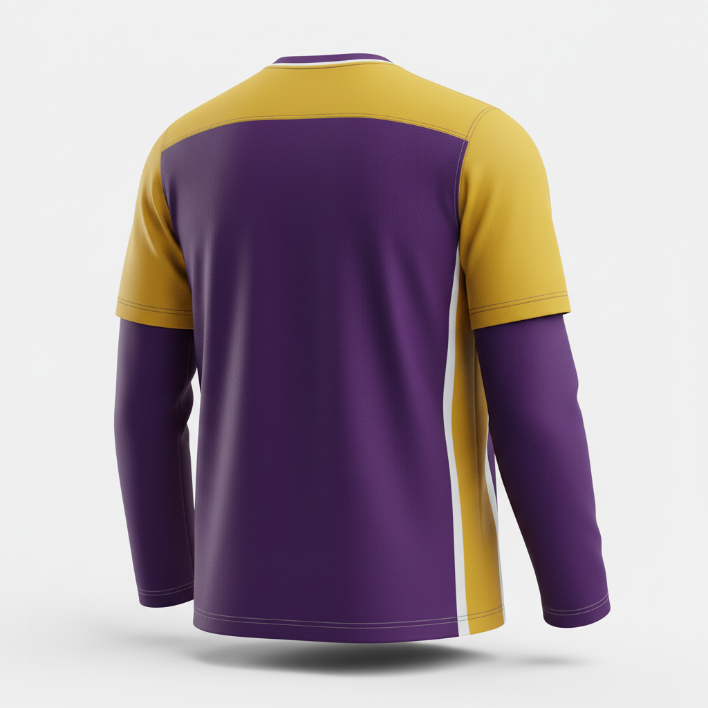 Back view of custom long-sleeve hockey performance shirt showing the team name
