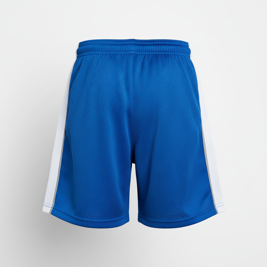 Back view of custom hockey mesh shorts showing the elastic waistband