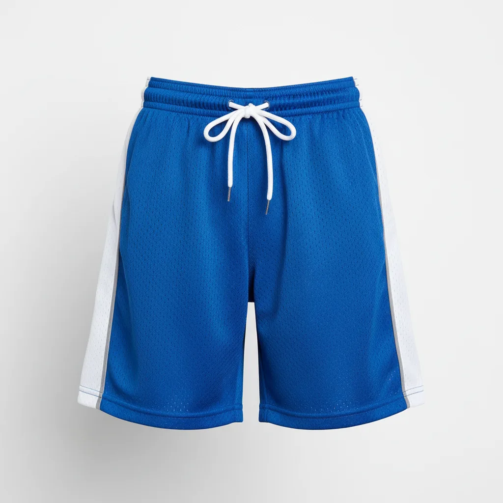 Front view of custom hockey mesh shorts in 150 GSM poly-mesh with sublimated team colors from Empire Five Athletics