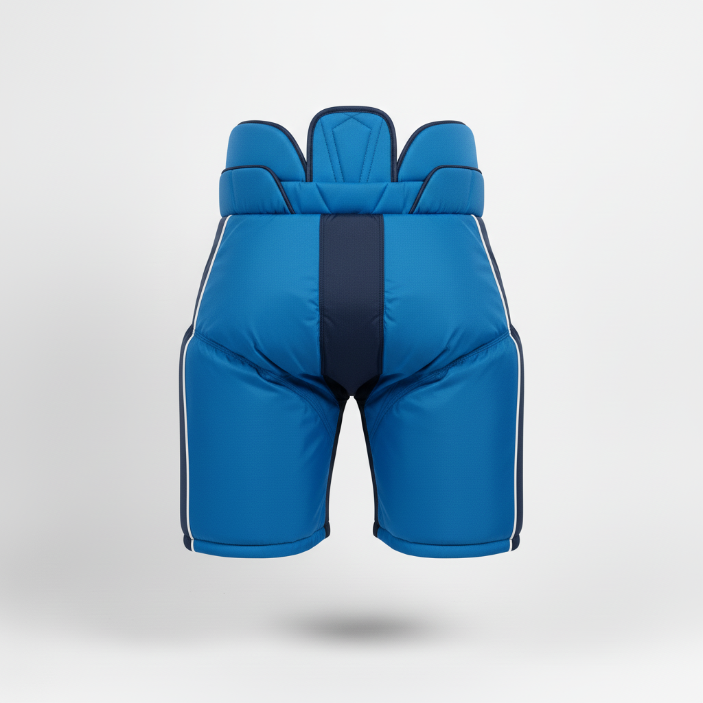 Back view of custom hockey girdle showing the tailbone and kidney pads