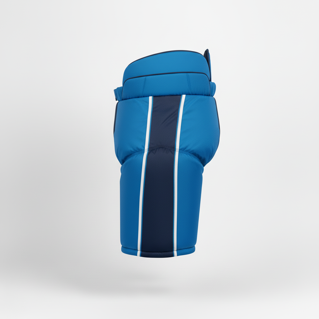 Side view of custom hockey girdle showing the integrated pad pockets and compression fit