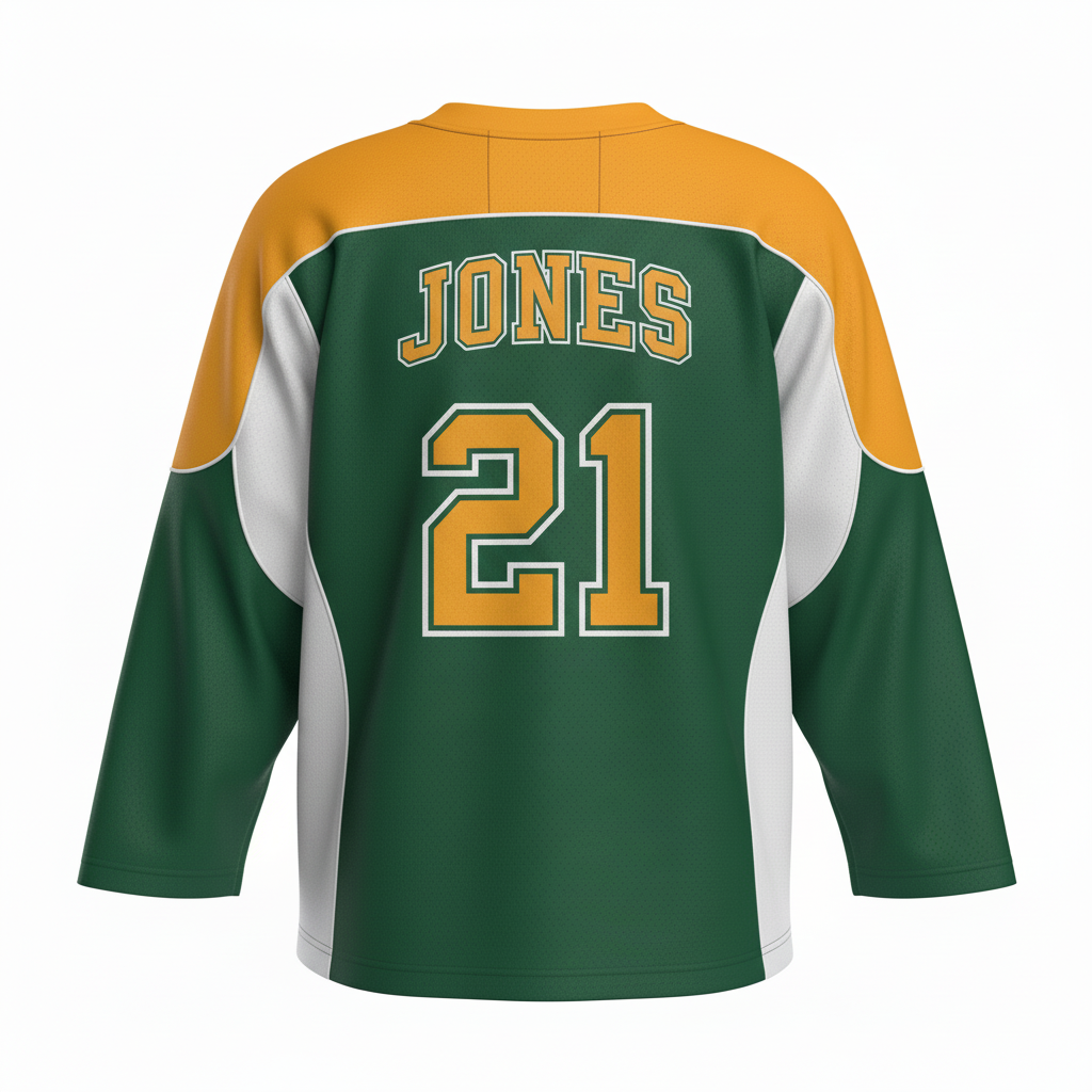 Back view of custom hockey practice jersey showing the large practice number