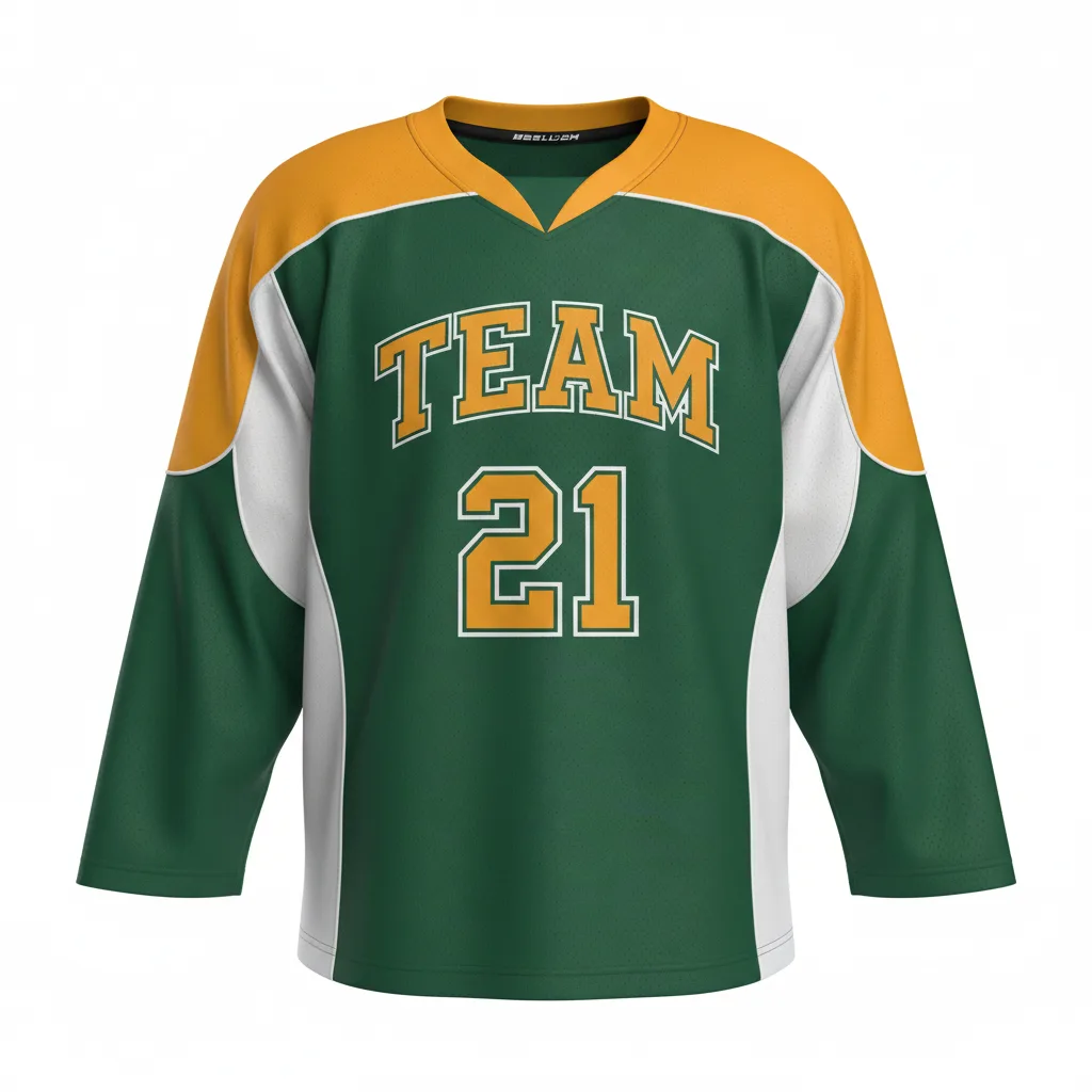 Front view of custom hockey practice jersey in durable 200 GSM knit with team colors and a practice number from Empire Five Athletics