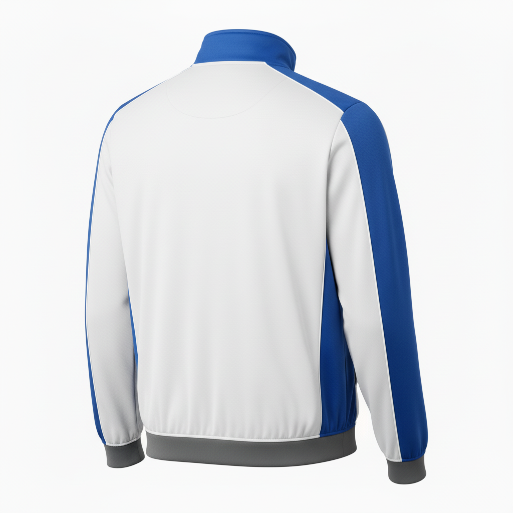 Back view of custom hockey quarter-zip pullover showing the sublimated team name