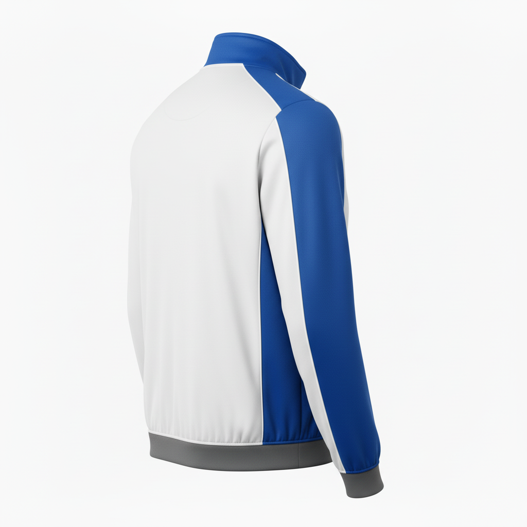 Side view of custom hockey quarter-zip pullover showing the quarter zip
