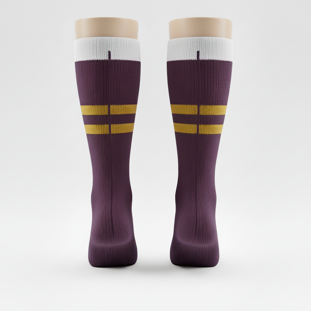 Back view of custom performance hockey socks showing the sublimated number and cuff