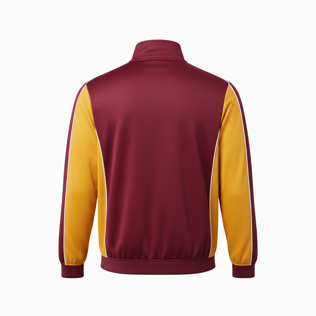 Back view of custom hockey track jacket showing the sublimated team name