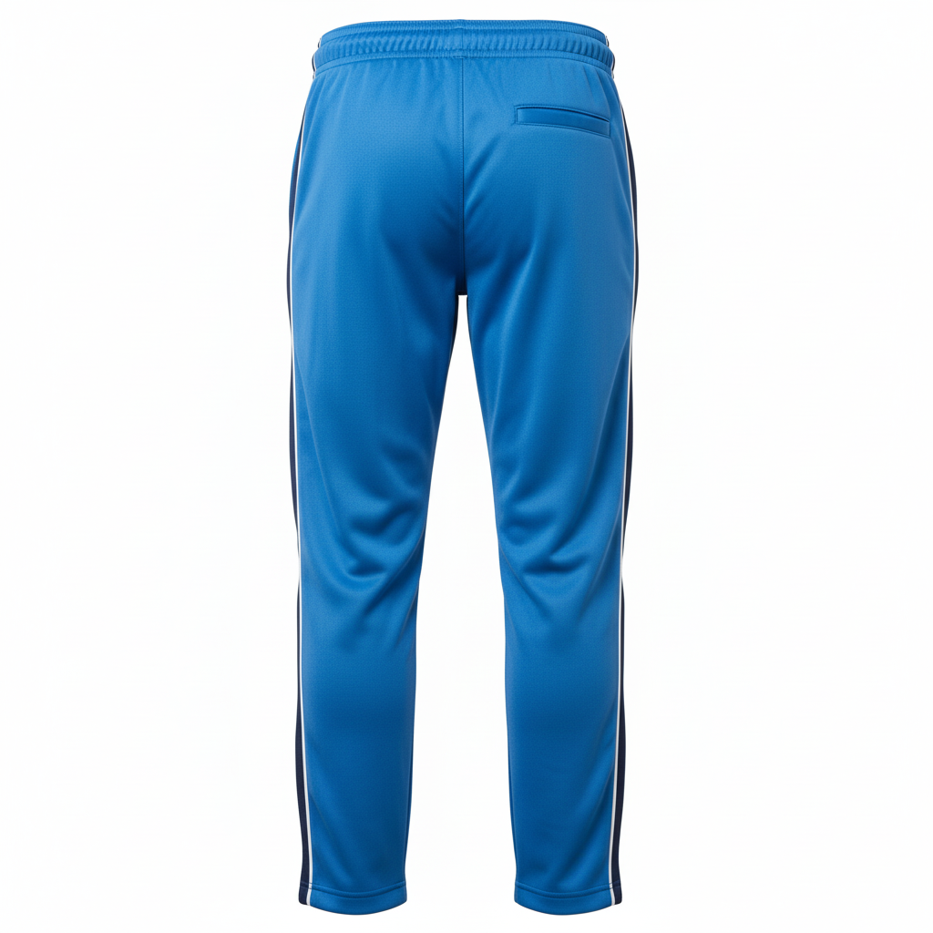 Back view of custom hockey warm-up pants showing the drawcord waistband