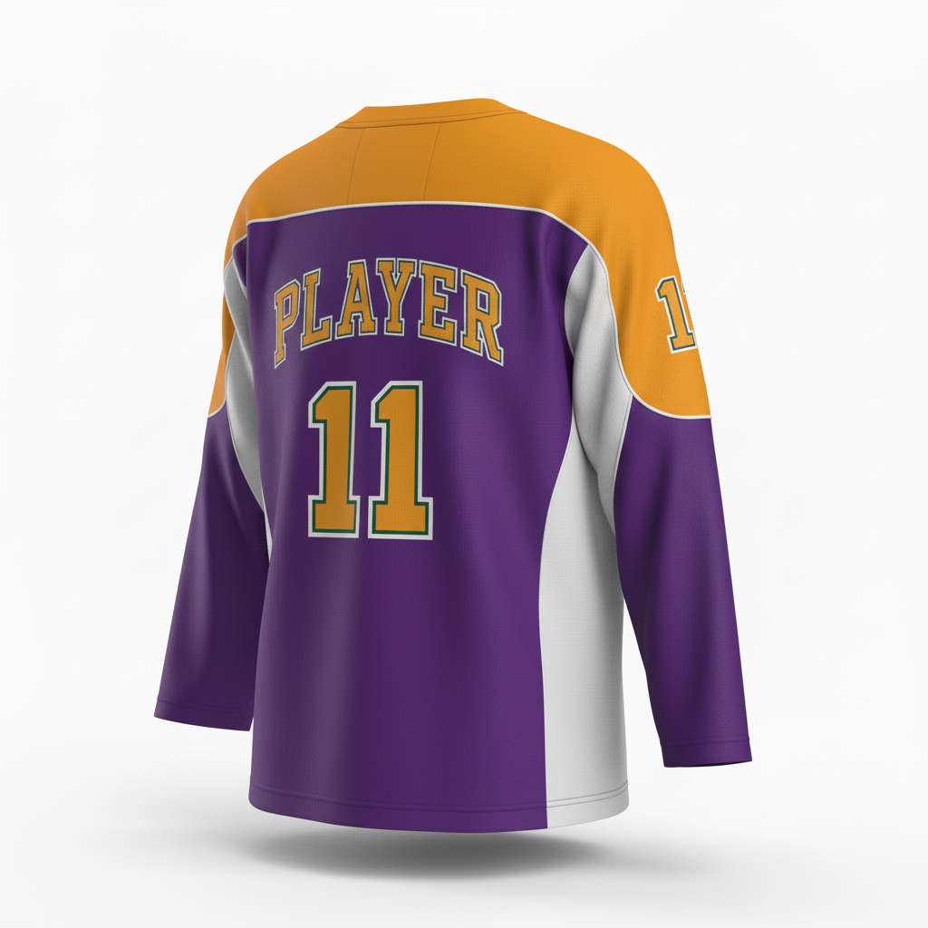 Back view of custom reversible hockey practice jersey showing the contrast colorway and number