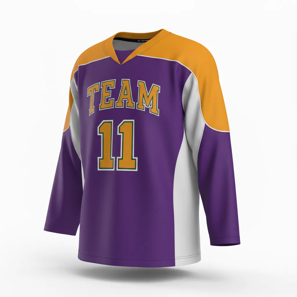 Front view of custom reversible hockey practice jersey, a two-layer two-color jersey with a number on each side from Empire Five Athletics