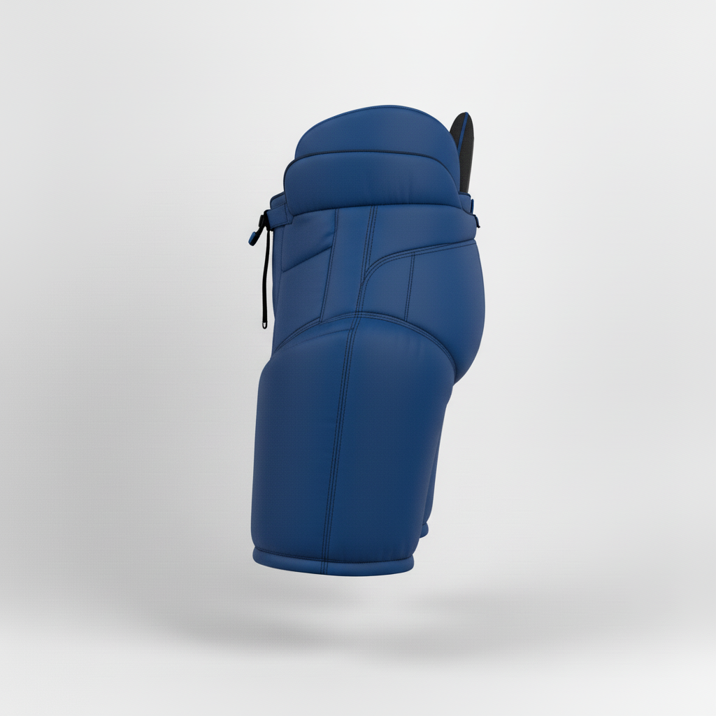 Side view of custom youth hockey pants showing the integrated pad pockets