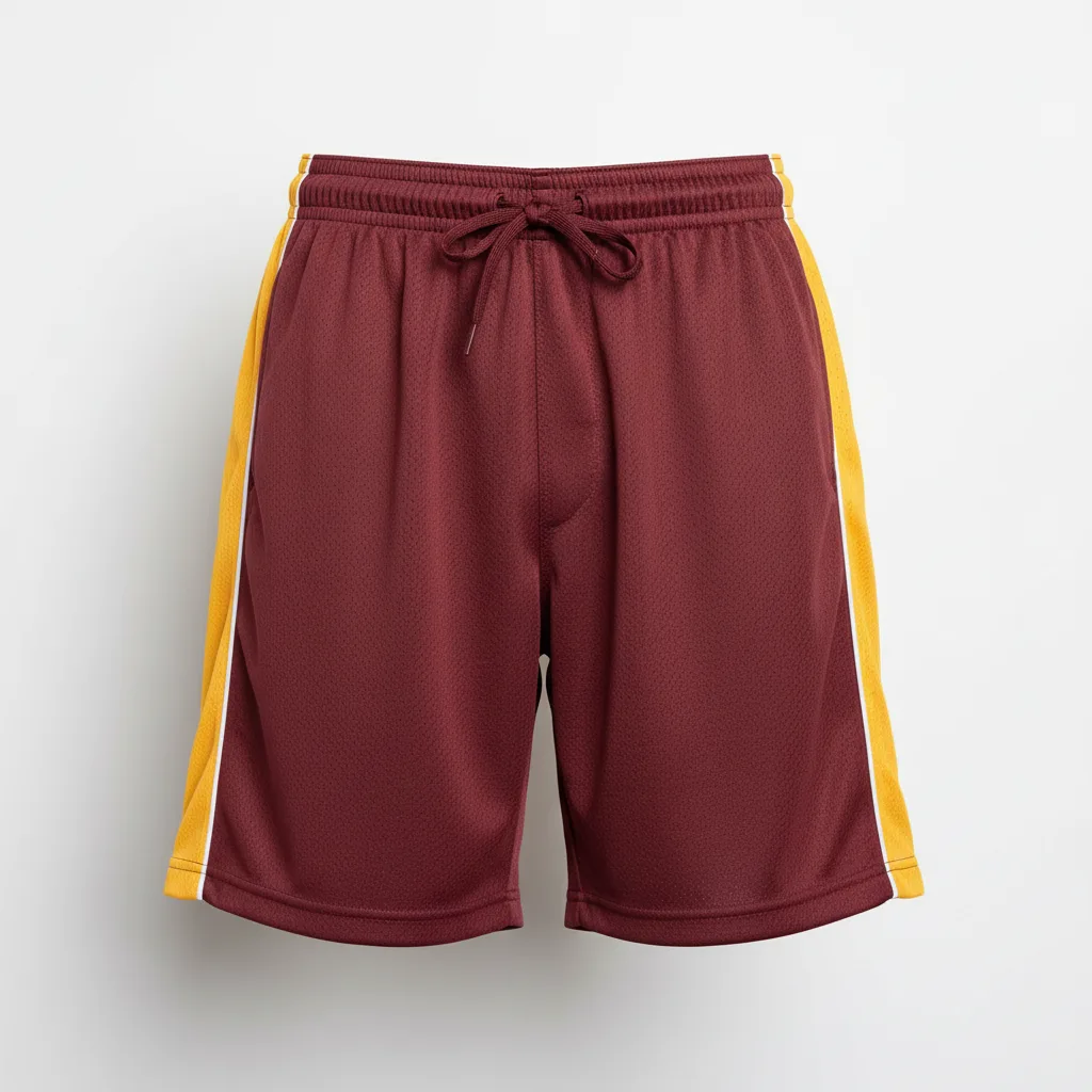 Front view of custom lacrosse athletic shorts in 150 GSM performance polyester with a relaxed off-field cut and optional pockets from Empire Five Athletics