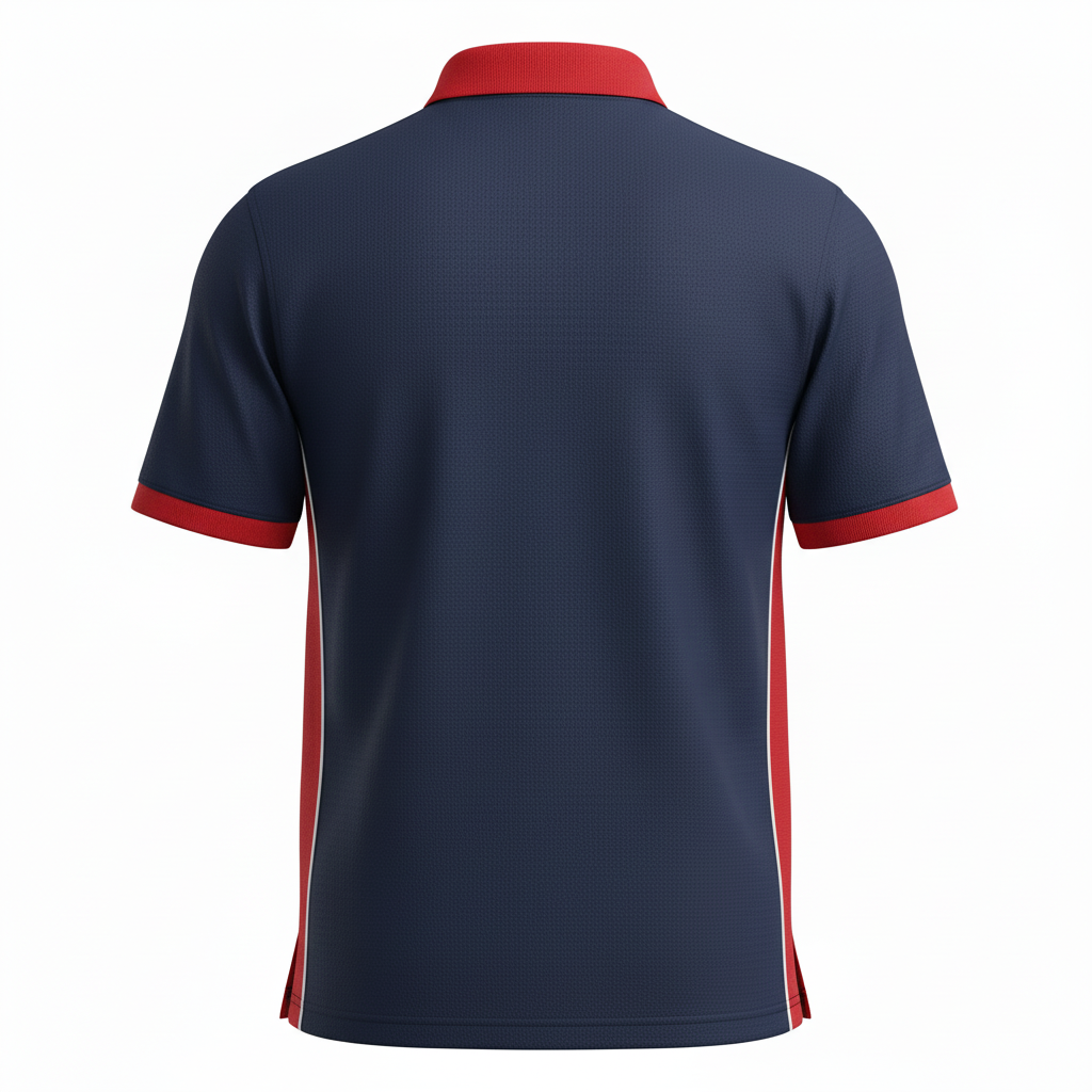 Back view of custom lacrosse coaches polo showing the clean back and collar