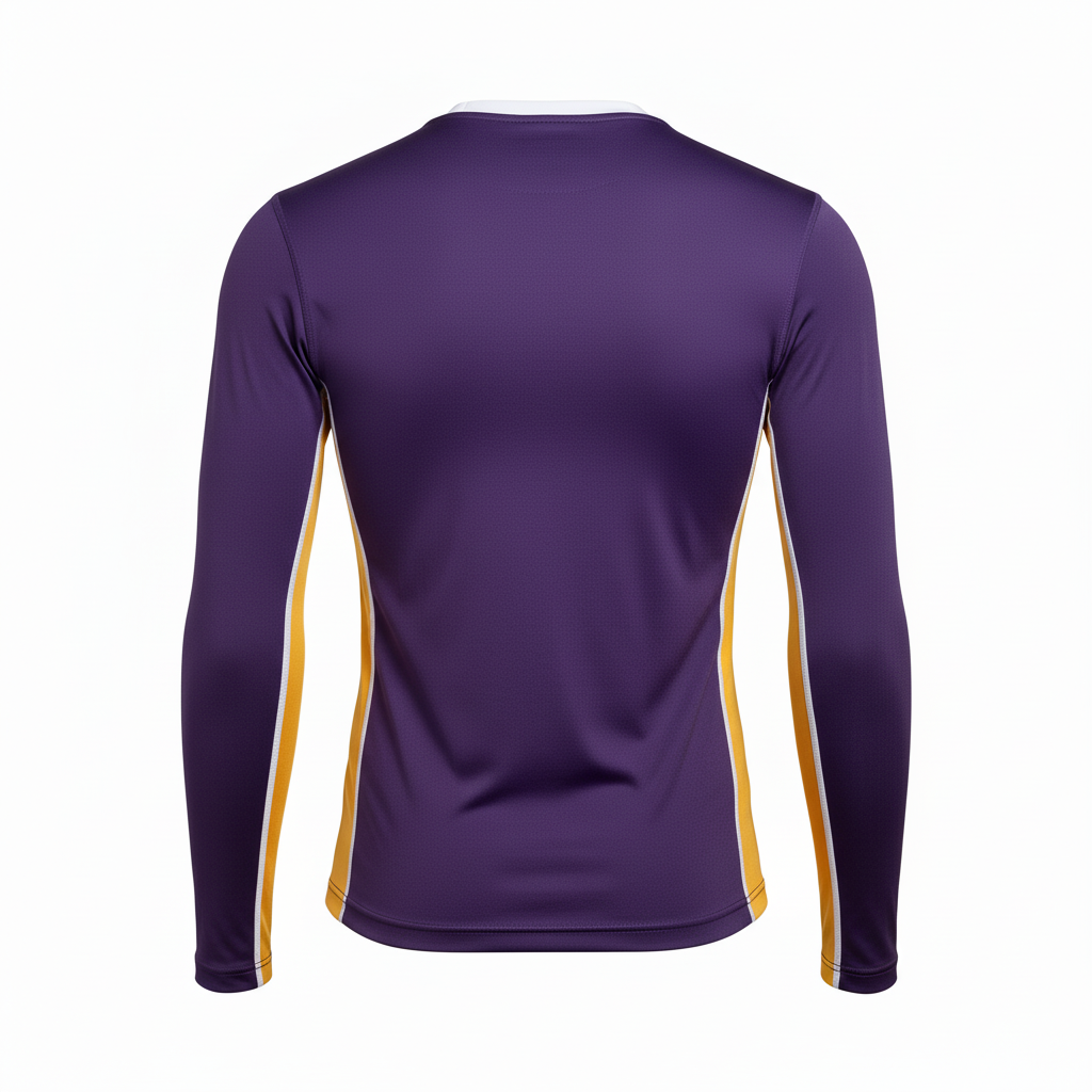 Back view of custom lacrosse compression shirt showing the flatlock seams and fitted back