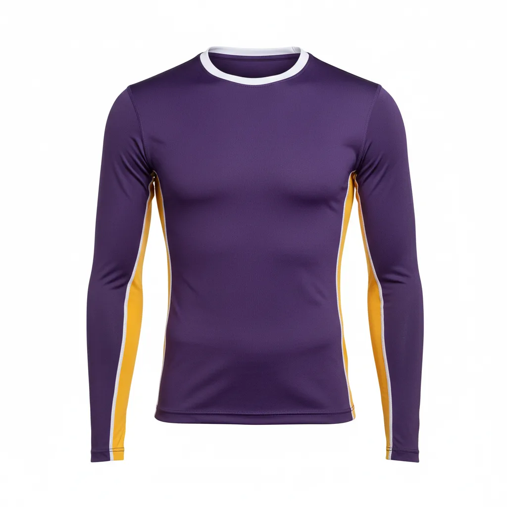 Front view of custom lacrosse compression shirt in 220 GSM poly-spandex with a fitted base-layer cut and sublimated team colors from Empire Five Athletics
