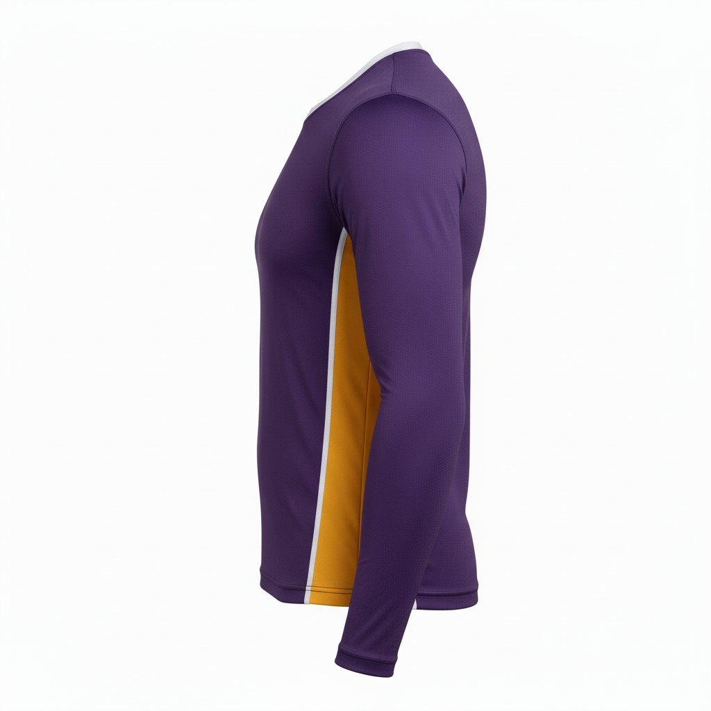 Side view of custom lacrosse compression shirt showing the four-way-stretch compression fit