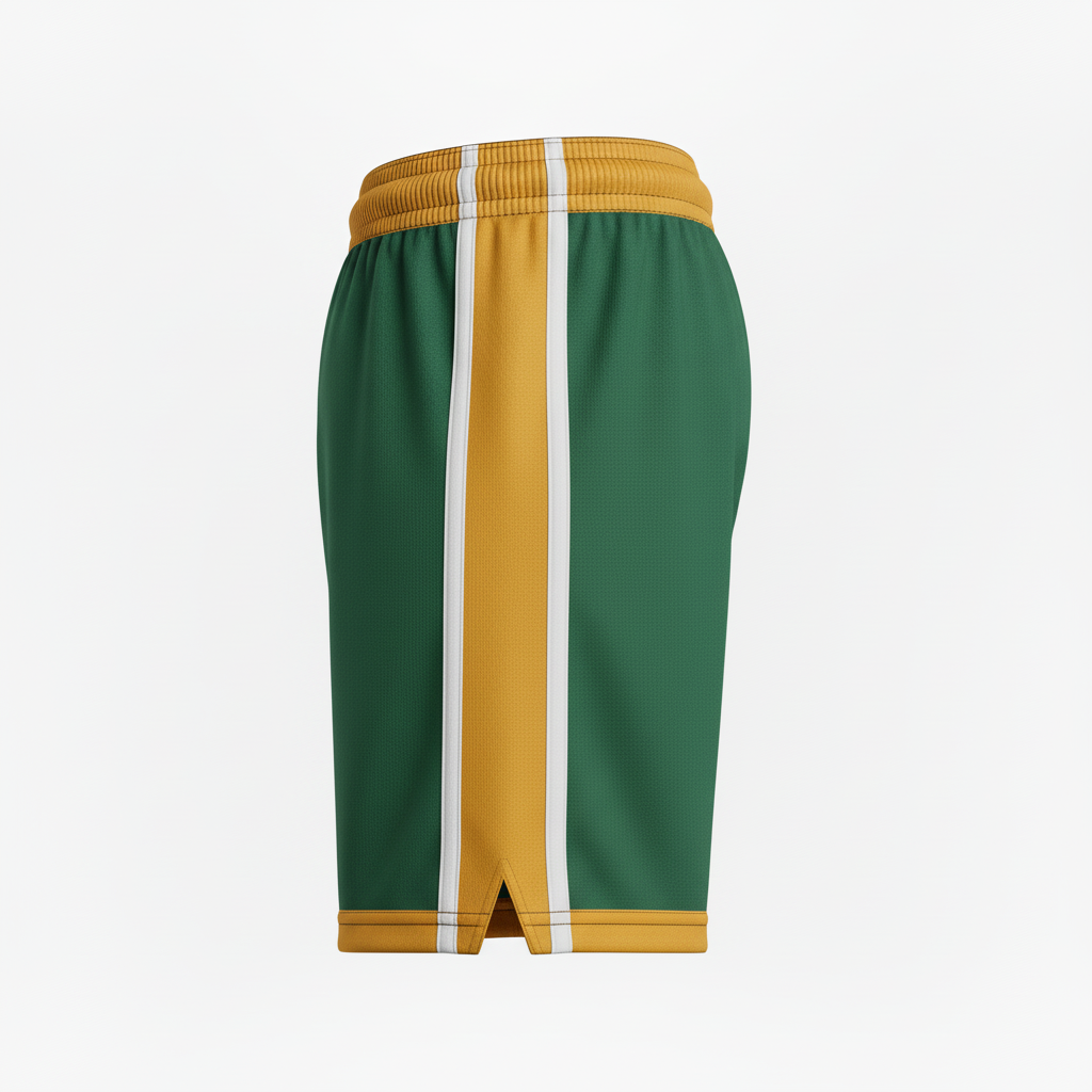 Side view of custom lacrosse compression shorts showing the four-way-stretch fitted cut