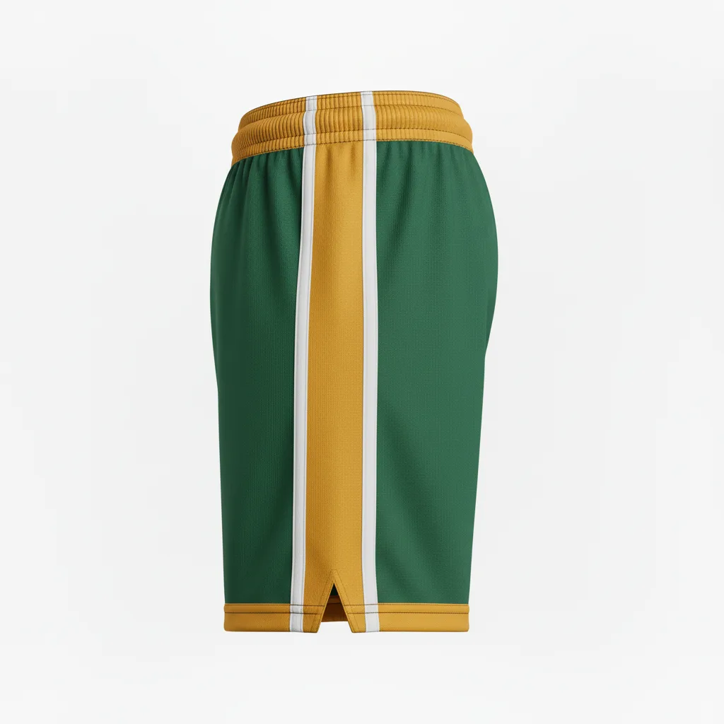 Side view of custom lacrosse compression shorts showing the four-way-stretch fitted cut