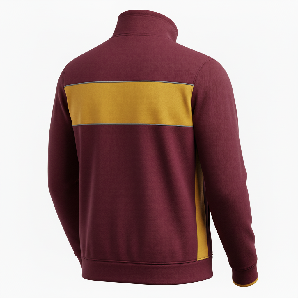 Back view of custom lacrosse fleece jacket showing the embroidered team name across the back
