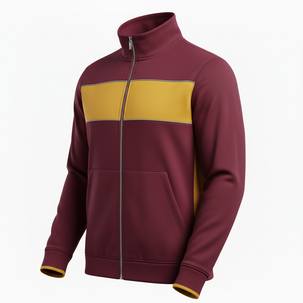Front view of custom lacrosse fleece jacket in 300 GSM polyester micro-fleece with a full zip and embroidered team logo from Empire Five Athletics