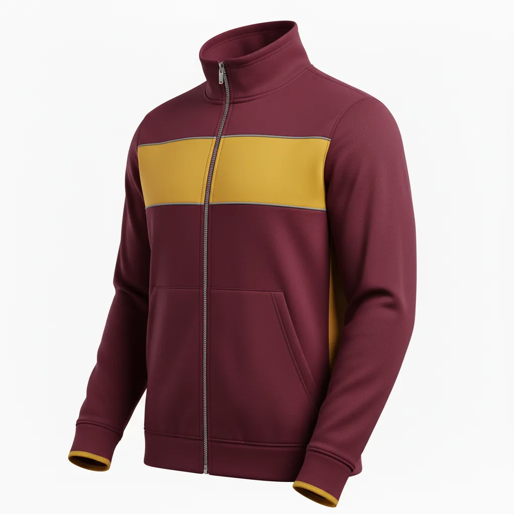 Front view of custom lacrosse fleece jacket in 300 GSM polyester micro-fleece with a full zip and embroidered team logo from Empire Five Athletics