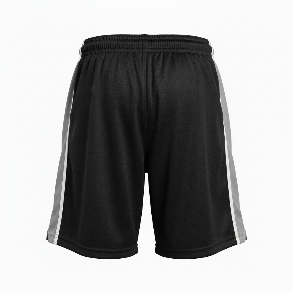 Back view of custom 7-inch lacrosse shorts showing the elastic waistband and shorter leg