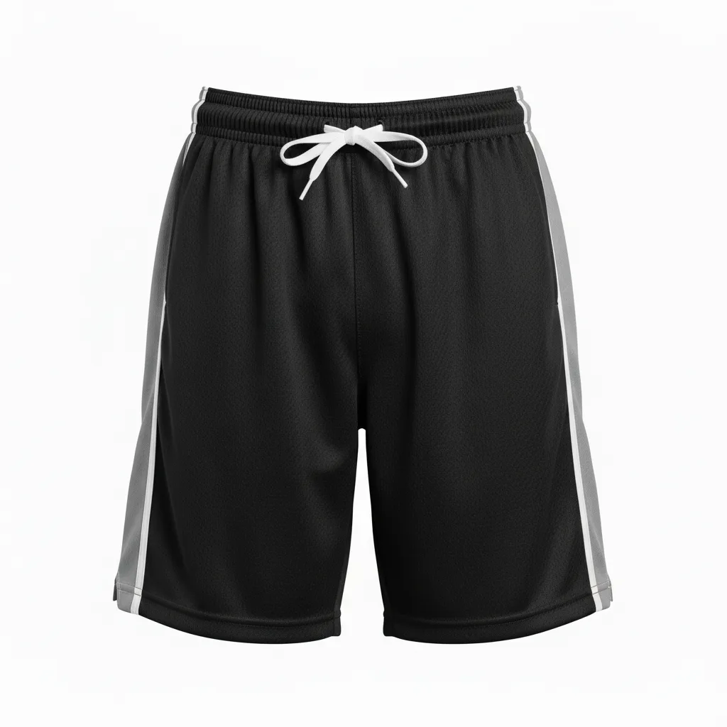 Front view of custom 7-inch lacrosse shorts in 150 GSM performance polyester with a shorter cut and sublimated team colors from Empire Five Athletics