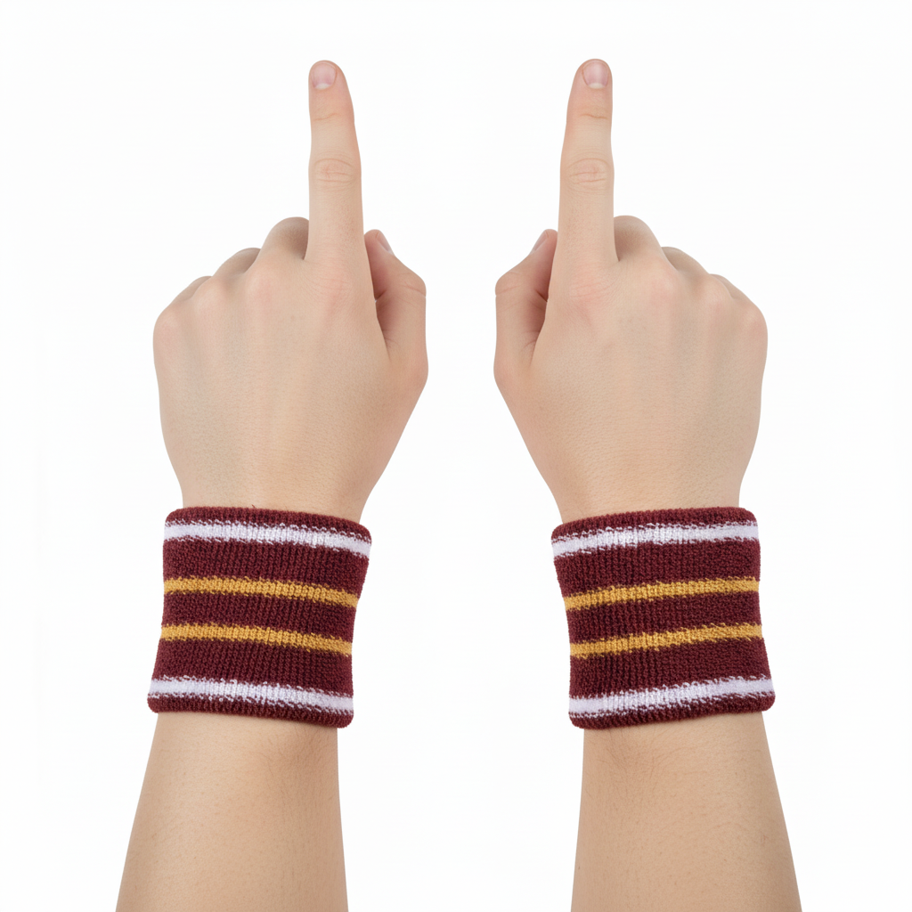Back view of custom lacrosse wristbands showing the elastic stretch band