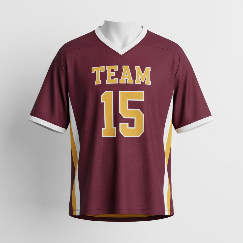 Front view of custom reversible lacrosse jersey, a two-layer two-color jersey sublimated on both sides from Empire Five Athletics